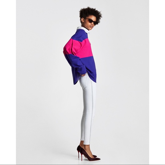 NWT Zara White Jean with Metallic Side Stripe 4/36 - Picture 3 of 9